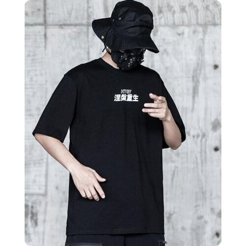 Summer short sleeve cotton T-shirt Mens clothes Harajuku Crew neck loose streetwear oversized tops Chic Hiphop tee Gothic