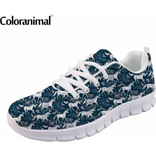 INSTANTARTS Cute Cartoon Crazy Horse Womens Lace-up Sneakers Shoes Breathable Light Casual Flat Shoes Mesh Shoes Tenis Feminino