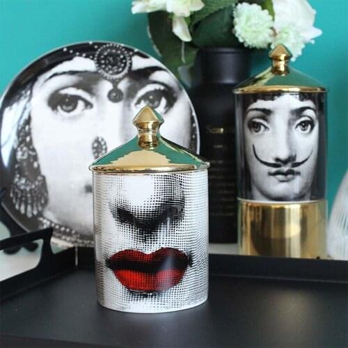 Ceramic cup with lid desktop storage box cosmetic makeup brush storage box holder container tube holder tool home decoration