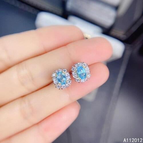 KJJEAXCMY fine jewelry natural Apatite 925 sterling silver luxury girl earrings new Ear Studs support test hot selling