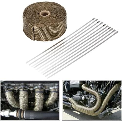 KKMOON 10m Titanium Fiber Heat Wrap Exhaust Manifold 10 Cable Ties 30cm Accessories Car Styling