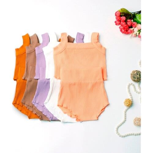 Summer Toddler Newborn Baby Girls Clothes Suspenders Crop Tops +Shorts Sets Baby Summer Outfits Casaul Girl Clothing 6 12 18 24M