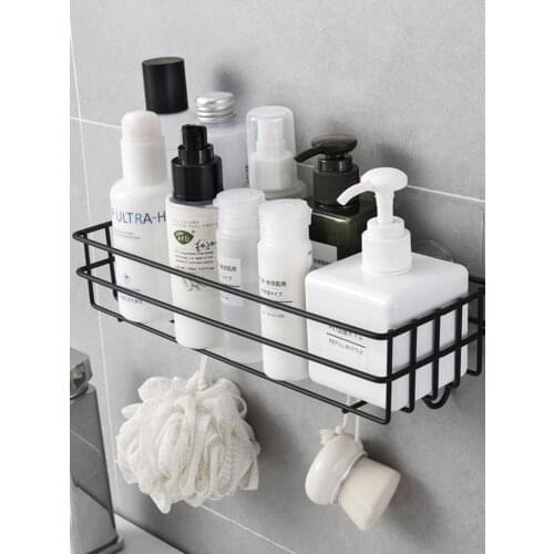 Toothbrush Holder Metal Bathroom Toothpaste Storage Organizer Wall Mounted No Drilling Shower Caddy Bathroom Storage