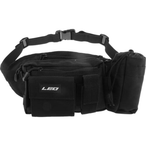 Multifunction Fishing Tackle Bags 1000D Oxford Cloth Portable Waist Bag with Shoulder Strap Outdoor Fishing Black