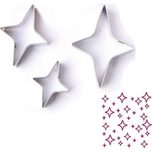 New Arrival 3PCS/Set Stainless Steel Star Cake Mold 5.8/4.6/3.9cm Star Fondant Decorating Tools Kitchen Bakeware Cooking Tools