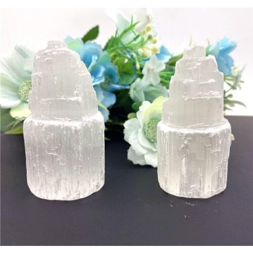NEW Natural Selenite Lamp Towers White Gemstones Ice Berg Hand Carved Selenite Towers Decor Reiki Natural Stones and Crystals