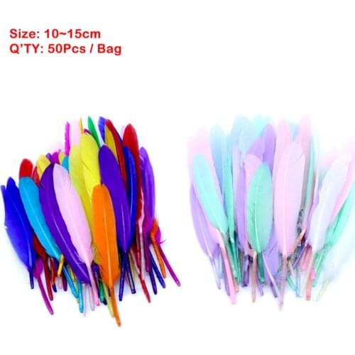 50pcs Hard Pole Natural Goose Feathers for Crafts Plumes 10-15cm DIY Jewelry Plume Feather Wedding Home Decoration