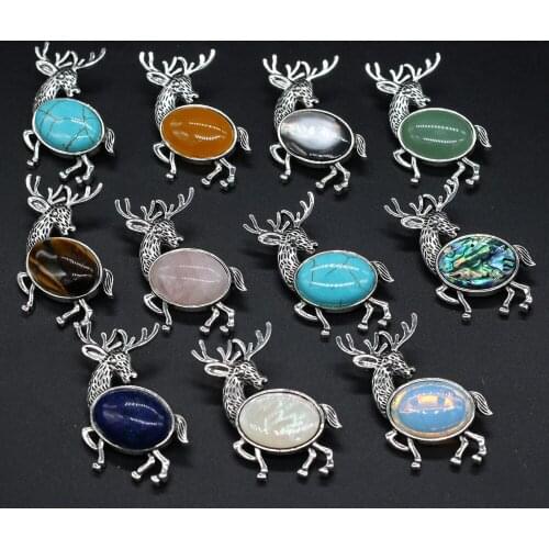 Natural Semi Precious Stone Pendant For DIY Jewelry Making Necklaces Bracelets And Earrings Lovely Fawn 50*53mm