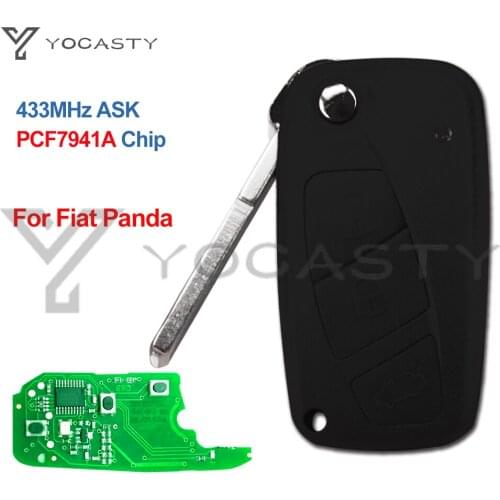 YOCASTY Flip Remote Key 433MHz PCF7941A For Fiat Panda 2003 2004 2005 2006 2007 2008 2009 2010 2011 2012 Replace Genuine Key