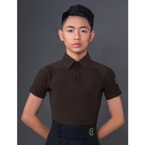 Latin Modern Dance Shirt For Boys Men Short-Sleeved Exercise Clothes Children Samba Rumba Latin Dance Performance Wear DN8933