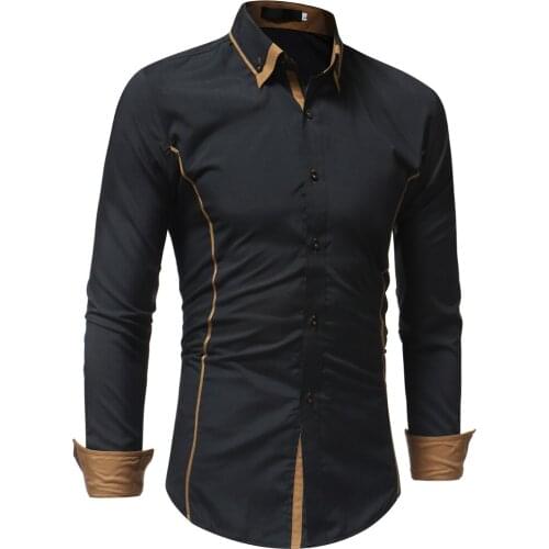 Men Shirts Europe Size New Arrivals Slim Fit Male Shirt Solid Long Sleeve British Style Cotton Mens Shirt