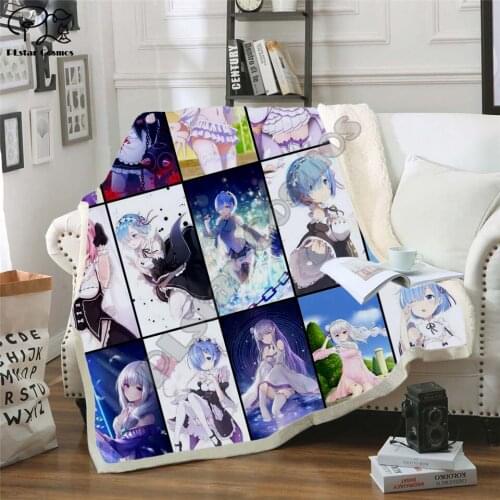 Plstar Cosmos Anime girl sexy Re Zero Blanket 3D print Sherpa Blanket on Bed Home Textiles Dreamlike style-1
