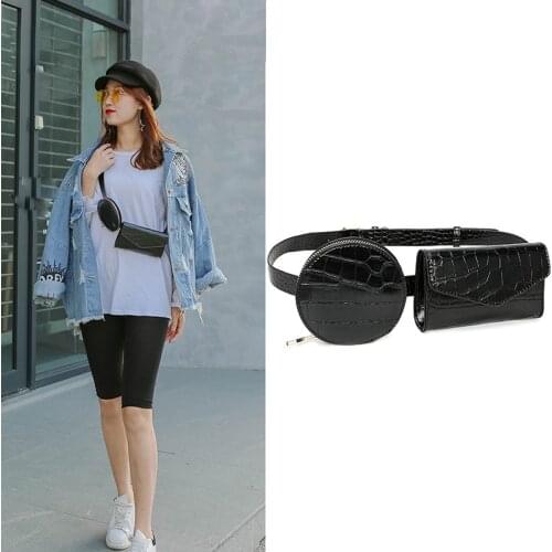 2pcs sets Women Luxury Waist Bag Fashion PU Leather Fanny Pack Female Travel Chest Belt Bags Mini Small Bum Bag Waist Pack Purse