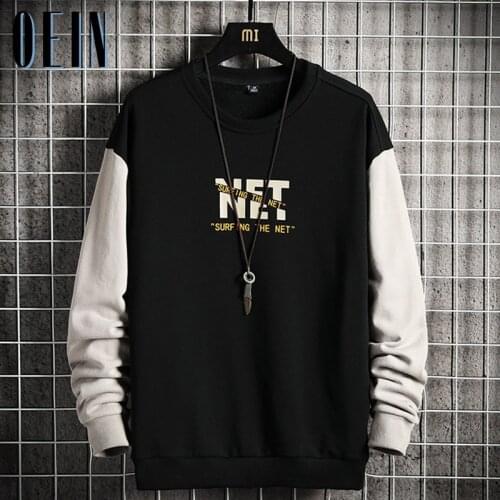 OEIN Long Sleeve Harajuku Sweatshirts Men 2021 New Fashion Hoodie Autumn Mens Casual O-Neck Patchwork Sweatshirt for Young Men