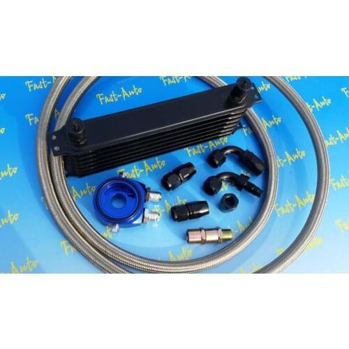 Universal an10 -10an 7/8-14unf thread trust style 7 rows transmission oil cooler kits for honda civic 92-2000