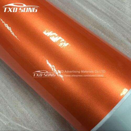 Glossy Metallic Orange Vinyl For Car Wrap FILM with air channel Pearl Shinny Sticker Vehicel Wraps 10/20/30/40/50/60x152CM/Lot