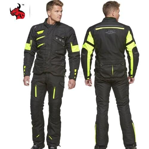 Waterproof Motorcycle Jacket Reflective Safety Protection Profession Motocross Jacket + Pants Motocross With CE Protection For