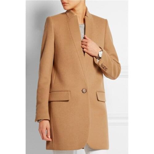 Winter New Stand Collar Suit-style BF Simple Wool Coat for Women Long Jackets 2019 Wide Waist Elegant Slim Cashmere Coat Outwear