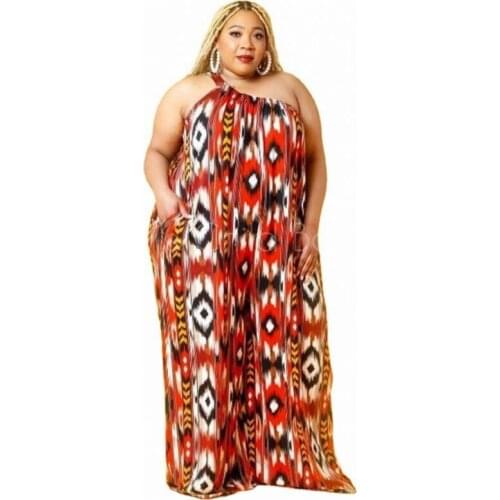 Polyester Jumpsuit Dresses For Women New Ladies Dashiki Ankara Style Trousers Fashion Robe Africaine Jumpsuit XL-5XL Plus Size