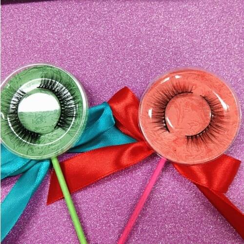 10 pairs a lot Hot Style Mink Eyelash With Colorful Lollipop Package Accept Private Label High Quality Factory Hand Made