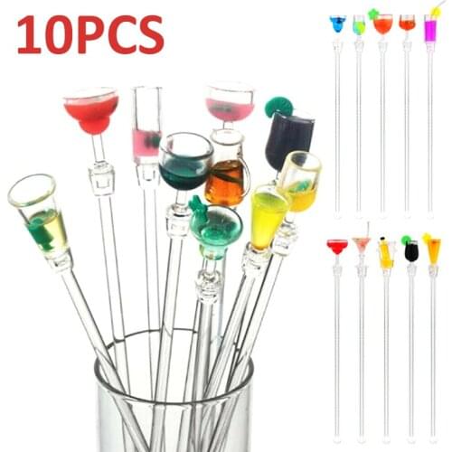 10pcs 9" 23cm Acrylic Drink Stirrers Plastic Swizzle Stick Puddler Acrylic Drink Stirrers for Juice Cocktail Swizzle Bar Sticks