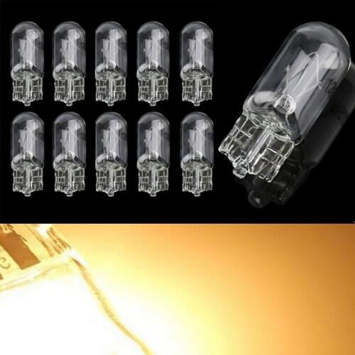 100pcs T10 W5W 194 12V 5W wedges clear car light source interior instrument lights halogen lamp Car Light Source