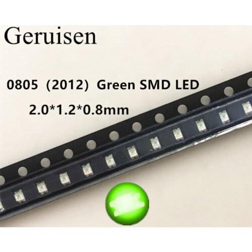 100pcs Ultra Bright 0805 SMD LED Green new lighte 560-575NM 70-200MCD I(mA):20ma