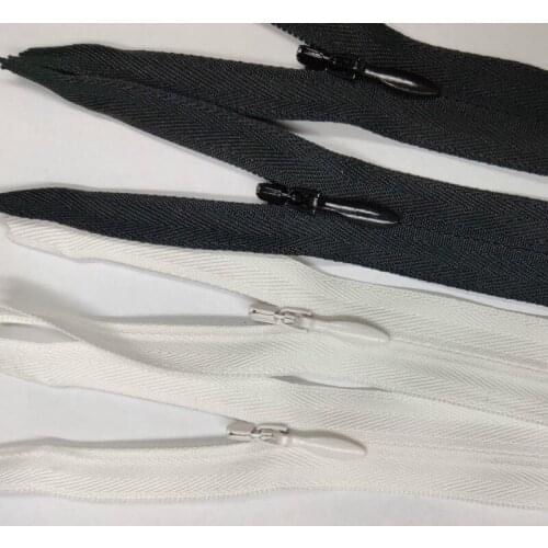 20pcs/lot 3# Ykk Invisible Zipper Close End Cloth Black White Skirt Wedding Dress Shirt Home Textile Tailor Sewing Accessories