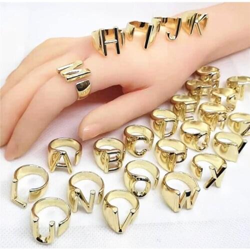 20pcs/lot Mixed Copper Initial Ring C Open Letter rings Jewelry Supplier