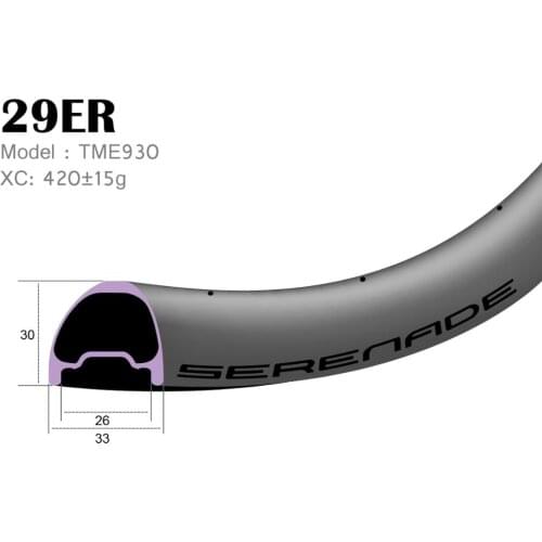 29er xc / trail asymmetry 33mm Width Carbon Fiber 29" Mountain Bike Clincher Rim Tubeless Compatible