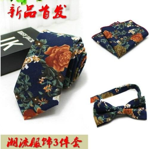 Fashion Necktie Groom Gentleman Neck Tie Set 3PCS/SET Wedding Birthday Party Gifts Tie Cotton Gravata Slim Arrow Neck Tie Set