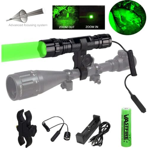 300 Yards Green/Red Zoomable Flashlight Tactical Airsoft Pistol Armas Lanterna Predator Trauma Outdoor Night Hunting Torch