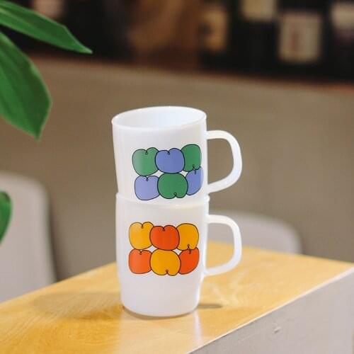 350ml wind Korean version of milk white glass vintage cup heat-resistant cups breakfast cup couples cup glass coffee mugs