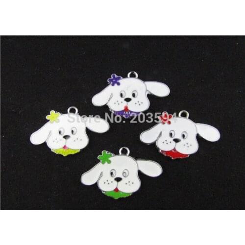AE151 20pcs Mixed Enamel Alloy Dog Charms Pendant 25x38mm
