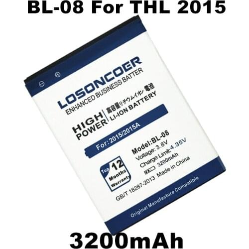 LOSONCOER 3200mAh BL-08 for THL 2015A Battery for Thl 2015 Battery Batterie Bateria Free Shipping with Online Track