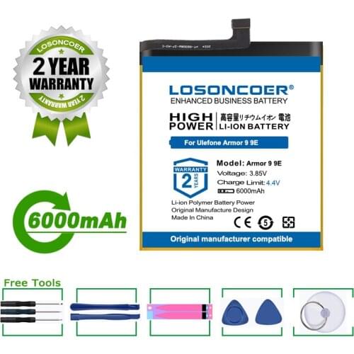 LOSONCOER Battery 5600-6000mAh For Ulefone Armor 8 Battery For Ulefone Armor X8 For Ulefone Armor 9 9E