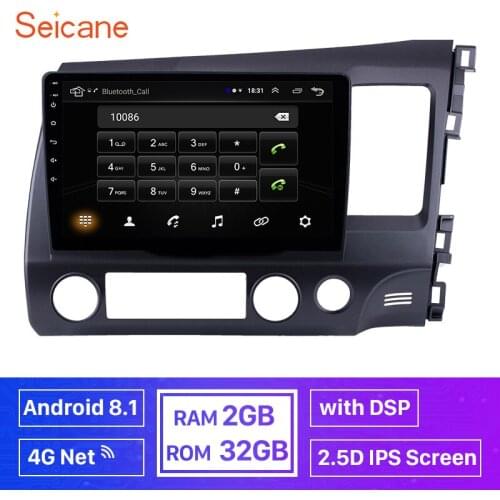 Seicane 2Din Autoradio 10.1 inch DSP IPS 4G Net 2din Android 8.1 For HONDA CIVIC 2006-2011 Right Hand Drive car Radio GPS radio