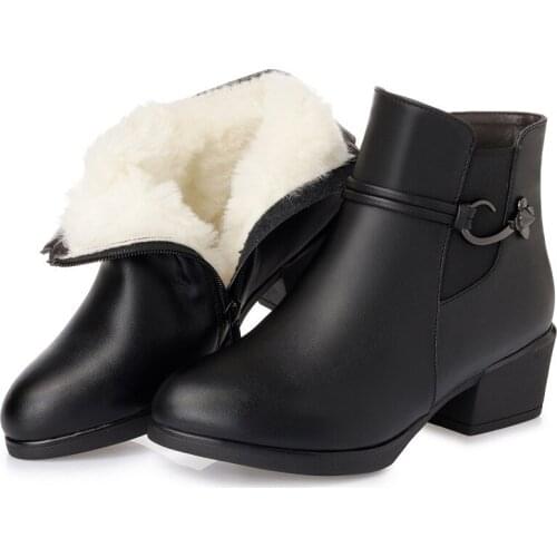 ZXRYXGS brand shoes woman single ankle boots 2019 new fashion warm comfort plus velvet and wool snow boots genuine leather boots