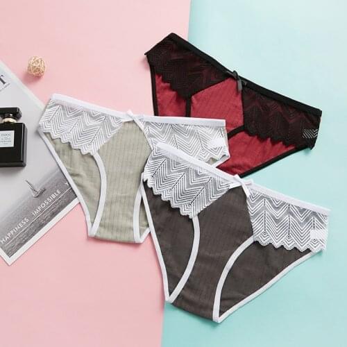 New Womens Cotton Panties Lingerie soft Comfortable Underwears Panty Sexy Lace Briefs For Woman Low-Rise Intimates Underpants