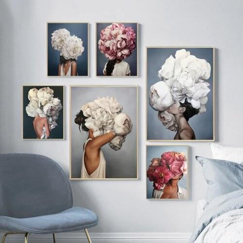 GATYZTORY Flowers Feathers Woman Abstract Canvas Painting Wall Art Adult Coloring By Numbers Home Decoration Painting By Numbers