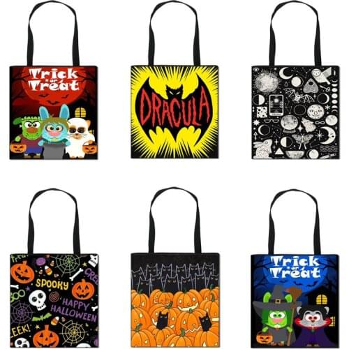 Halloween Bat Pumpkin Fashion Handbag Ladies Tote Bags Women Shopping Bag Witch Travel Bags Girls Shoulder Bag Gift
