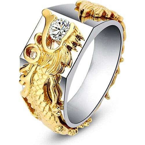 Exquisite Dragon Men Ring Signet Seal Male Ring Classic Women Rings Wedding Band Engagement Party Punk Rock Hip Hop