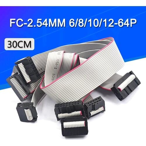 2PCS 2.54MM pitch FC-6/8/10/14/16/20/40/50 PIN 30CM JTAG ISP DOWNLOAD CABLE Gray Flat Ribbon Data Cable FOR DC3 IDC BOX HEADER