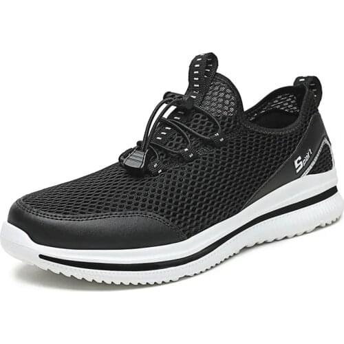 New Mesh Breathable Shoes Mens Sneakers Trendy Lace-Up Lightweight Black Walking Big Size Man Tennis Shoes Zapatillas Hombre