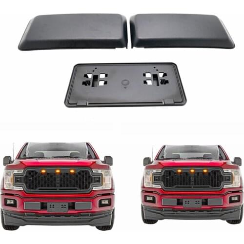 Left/Right Side Plastic Front Bumper Front License Plate Bracket Panel set For 2018-2020 Ford F-150