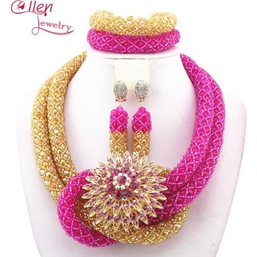 Splendid African beads Jewelry Sets Nigerian Wedding Beads Royal Blue Crystal Jewelry Set Statement Necklace Jewelry W13091