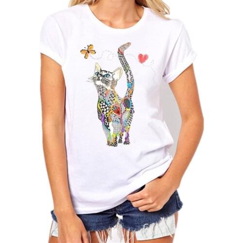 Plus Size Cats Printing Women Tees Shirt Harajuku Top Woman Summer Tops Tee Short Sleeve Casual T Shirt футболки для девочек