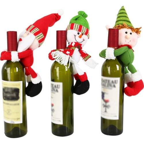 2018 Christmas Wine Bottle Cover Lovely Hug Christmas Elves/Snowman/Santa Claus Dinning Table Decorative Ornament 1075