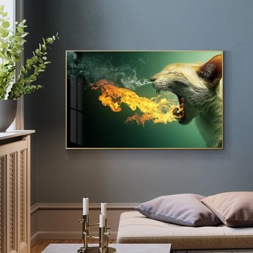 Modern Animal Art Painting Print on Canvas Wall Canvas Art Spitfire Cat Picture Wall Animal Poster for Living Room Home Decor