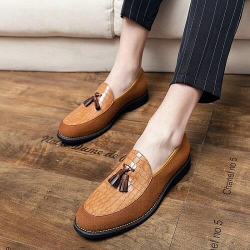 Stylish Shoes Casual Leather Shoes Mens Fashion Men Brown Loafers Mens Big Size For Italian Trend Sneakers Black
